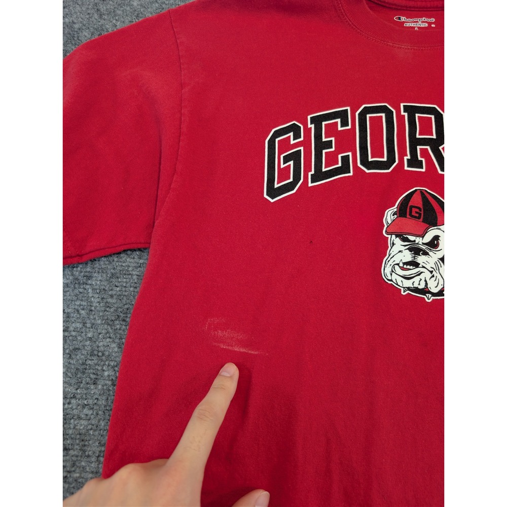 champion georgia cotton red t-shirt tee mens large uga bulldogs ncaa fan gear - Picture 2 of 8